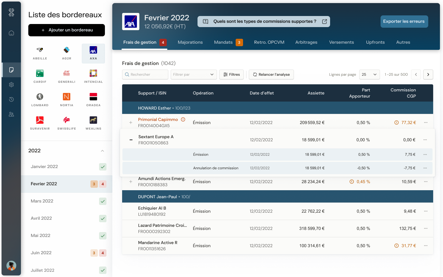 Dashboard Sendraise